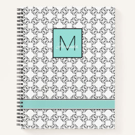 Licht Aqua Box op zwart-wit patroon Notitieboek