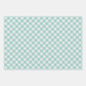 Licht Aqua Turquoise Groen Blauw Roze Gingham Inpakpapier Vel (Voorkant 3)