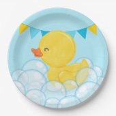 Licht Baby Blauw Waterverf Rubber Duck Party Papieren Bordje (Voorkant)