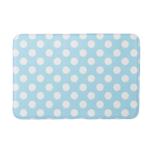 Licht babyblauw en witte pooldots badmat