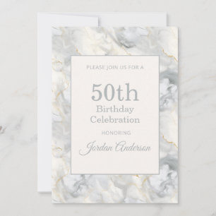 Licht Beige Grijze Marmeren 50ste Verjaardag Kaart