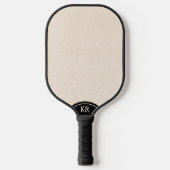 Licht beige linnen textuur minimaal monogram pickleball paddle (Voorkant)