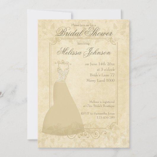 Licht beige papier Bridal Shower Uitnodiging (Voorkant)