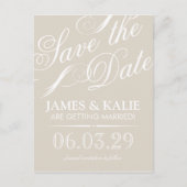Licht beige script Bewaar de datum Aankondigingskaart (Voorkant)