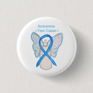 Licht blauw bewustzijn Ribbon Angel Art Buttonnen Ronde Button 3,2 Cm