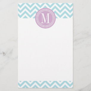 Licht blauw Chevron Zigzag Gepersonaliseerd Monogr Briefpapier