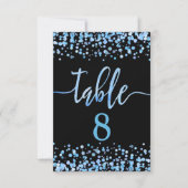 Licht blauw Confetti Tabelnummer Kaart (Voorkant)