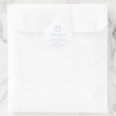 Licht Blauw Crest Monogram Bruiloft Dank u Ronde Sticker (Tas)