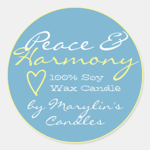 Licht Blauw Eenvoudige Kandellabels met hartklep Ronde Sticker