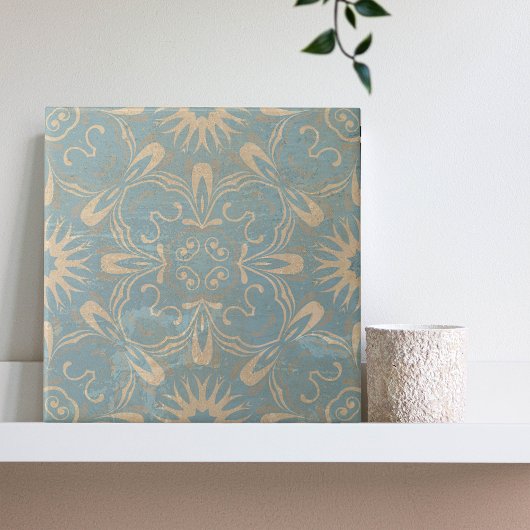 Licht blauw en crème mozaïek verontruste steen-loo tegeltje