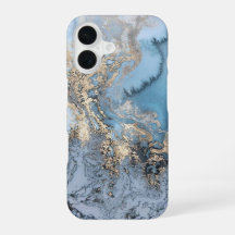 Licht blauw en goudmarmer iPhone 6/6-Hoesje