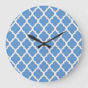 Licht blauw en van Witte Quatrefoil Grote Klok