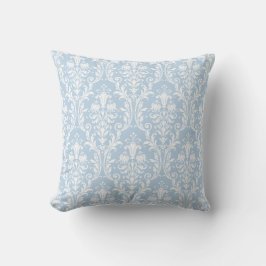 Licht Blauw en Wit Damask Floral Swirls 4 Kussen