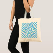 Licht blauw en wit Gecontroleerd Controlebord Patr Tote Bag (Voorkant (product))