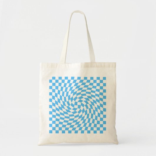 Licht blauw en wit Gecontroleerd Controlebord Patr Tote Bag (Voorkant)