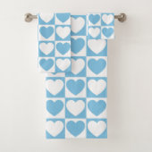 Licht blauw en wit Gecontroleerd Patroon met hart Bad Handdoek (Insitu)