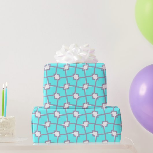 Licht blauw en wit geometrisch patroon cadeaupapier (Feestgeschenken)