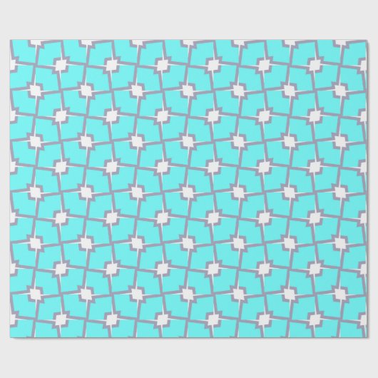 Licht blauw en wit geometrisch patroon cadeaupapier (Vlak)