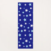Licht blauw en witte sterren op Navy Blue Yogamat (Achterkant)