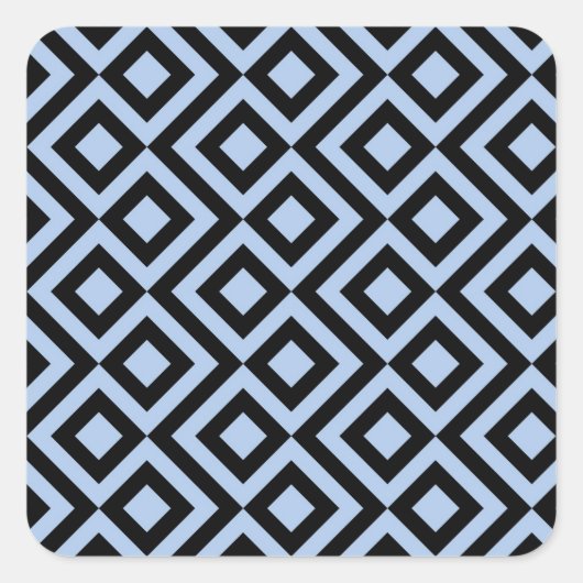Licht blauw en zwart vierkante sticker (Voorkant)