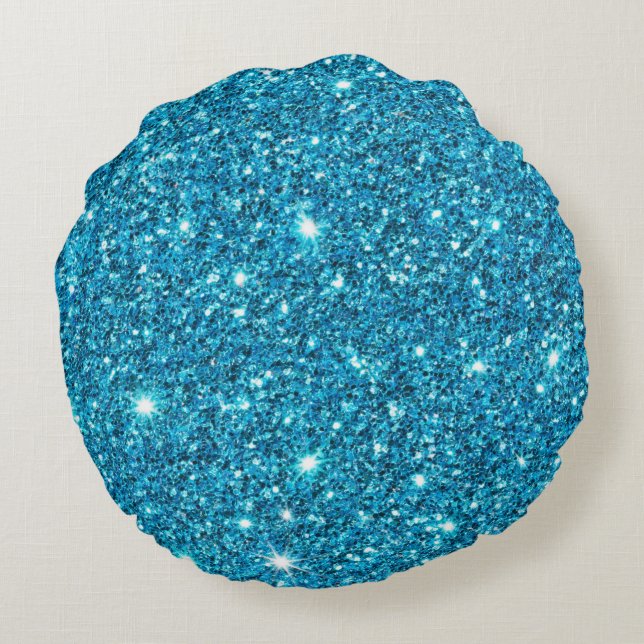 Licht blauw Glitter Round-Sierkussen Rond Kussen (Achterkant)
