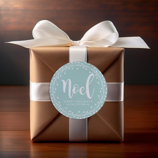 Licht blauw kerstfeest ronde sticker