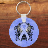 Licht blauw lint met vleugels sleutelhanger (Voorkant)
