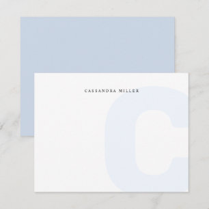 Licht Blauw Monogram Achtergrond Volledige Naam Notitiekaartje