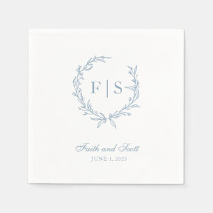 Licht blauw monogram met afneembaar Napels Servet