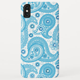 Licht blauw paisleypatroon met diamanten iPhone XS max hoesje
