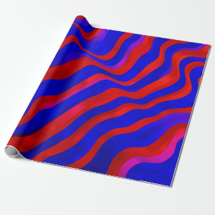 Licht Blauw, Rode textuur met droge lijnen. Verloo Cadeaupapier