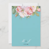 Licht blauw roze rozen Romantische bruiloft Kaart (Achterkant)