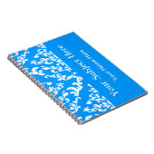 Licht blauw Vet Mod Damask met aangepaste tekst Notitieboek (Rechterzijde)