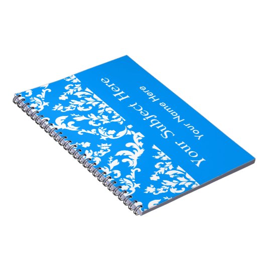 Licht blauw Vet Mod Damask met aangepaste tekst Notitieboek (Rechterzijde)