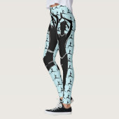 Licht blauw werk Yoga Pose Silhouette Leggings (Links)