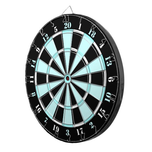 Licht blauw, wit en zwart dartboard dartbord (Voorkant Rechts)