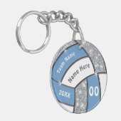 Licht Blauw, Zilver, Wit, Cheap Volleyball Giften Sleutelhanger (Voorkant Links)