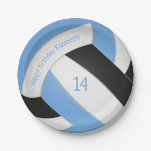 Licht blauw zwart kinder volleybalfepapier bord