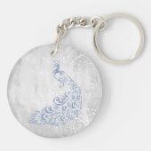 Licht blauwe acryl Sleutelhanger op maat (Achterkant)