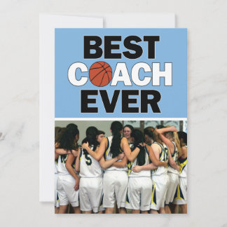 Licht blauwe Basketball Coach Best ooit Aangepast Bedankkaart