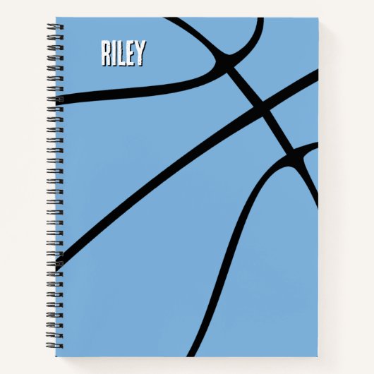 Licht Blauwe Basketball Player Name of Text Custom Notitieboek (Voorkant)
