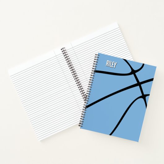 Licht Blauwe Basketball Player Name of Text Custom Notitieboek (Binnen)