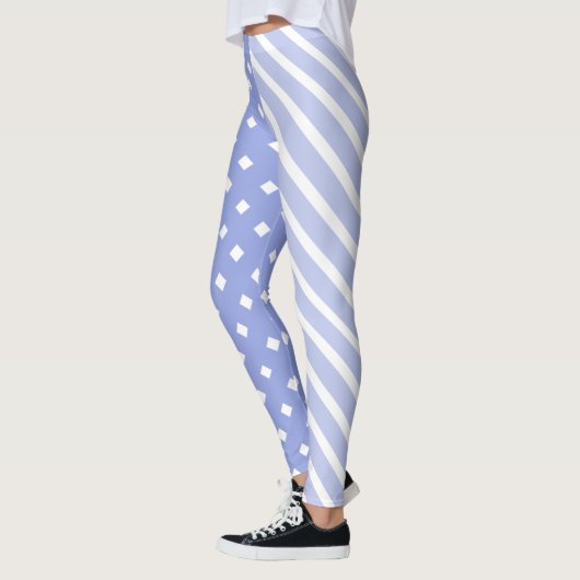 Licht Blauwe halve en halve Patroon Harlequin Stri Leggings (Links)