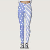 Licht Blauwe halve en halve Patroon Harlequin Stri Leggings (Voorkant)