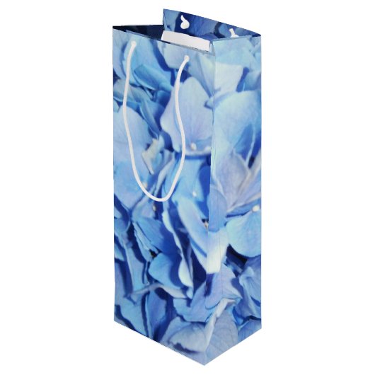 Licht blauwe hydrangea wijn cadeautas (Achterkant Gekanteld)