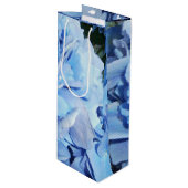 Licht blauwe hydrangea wijn cadeautas (Voorkant Gekanteld)