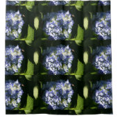 Licht blauwe hydrangeventilator douchegordijn (Voorkant)