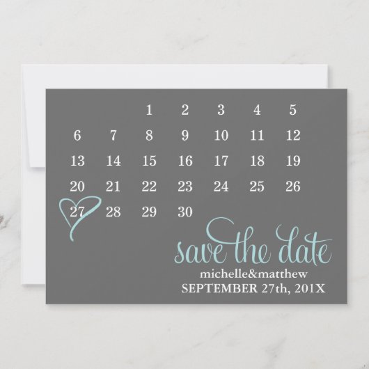 Licht Blauwe Kalender Weddenschap Sla de datum op Save The Date (Voorkant)