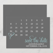 Licht Blauwe Kalender Weddenschap Sla de datum op Save The Date (Voorkant / Achterkant)