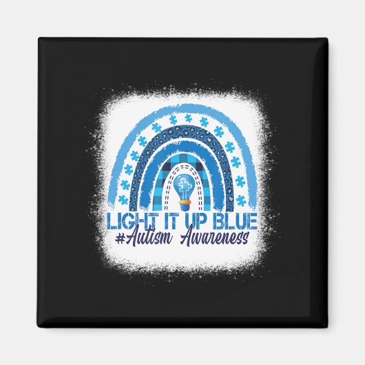 Licht blauwe regenboog op beschadigde autisme magneet (Voorkant)